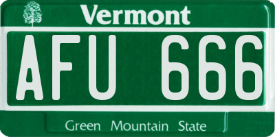 VT license plate AFU666