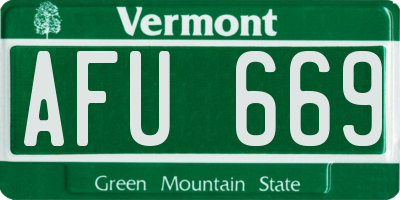 VT license plate AFU669