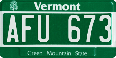 VT license plate AFU673