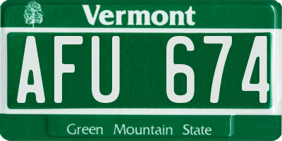 VT license plate AFU674
