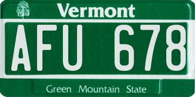 VT license plate AFU678