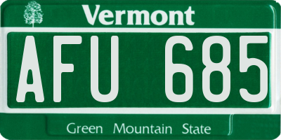 VT license plate AFU685