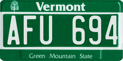 VT license plate AFU694