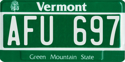 VT license plate AFU697