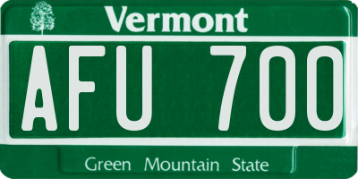 VT license plate AFU700