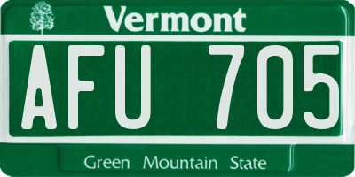 VT license plate AFU705