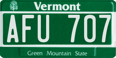 VT license plate AFU707