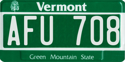 VT license plate AFU708