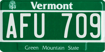 VT license plate AFU709