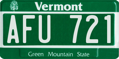 VT license plate AFU721
