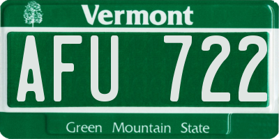 VT license plate AFU722