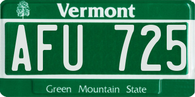 VT license plate AFU725