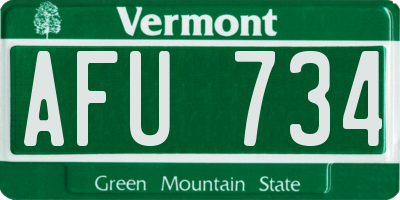 VT license plate AFU734