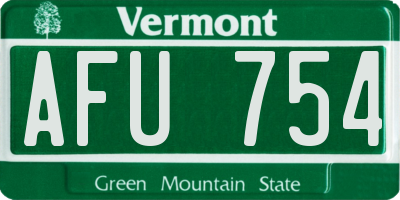VT license plate AFU754