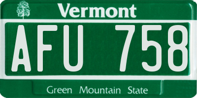 VT license plate AFU758