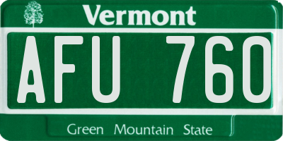 VT license plate AFU760