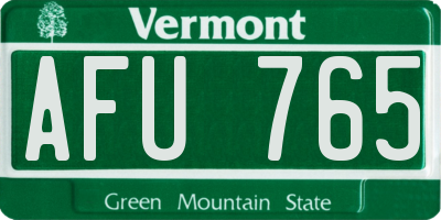 VT license plate AFU765