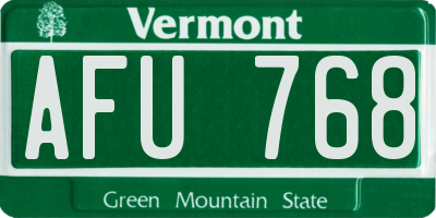 VT license plate AFU768