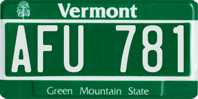 VT license plate AFU781
