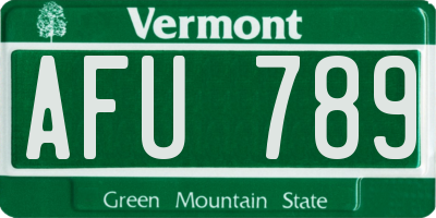 VT license plate AFU789