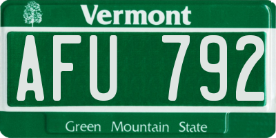 VT license plate AFU792