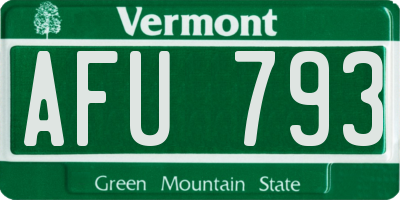 VT license plate AFU793