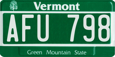 VT license plate AFU798