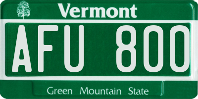 VT license plate AFU800