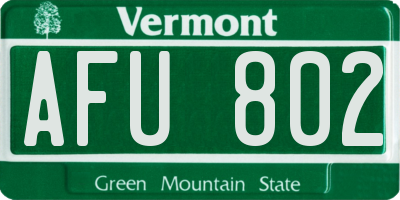 VT license plate AFU802