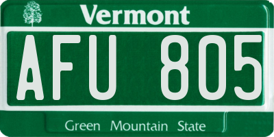 VT license plate AFU805