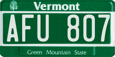 VT license plate AFU807