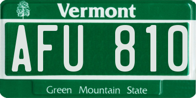 VT license plate AFU810