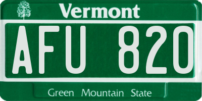 VT license plate AFU820