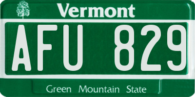 VT license plate AFU829