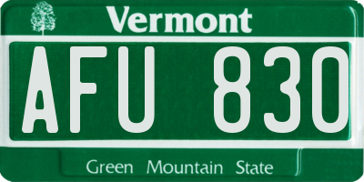 VT license plate AFU830