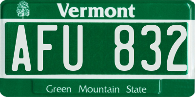 VT license plate AFU832