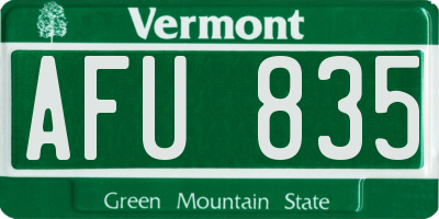 VT license plate AFU835