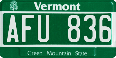 VT license plate AFU836
