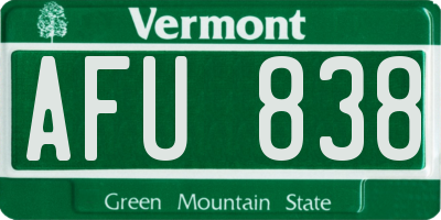 VT license plate AFU838