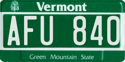 VT license plate AFU840