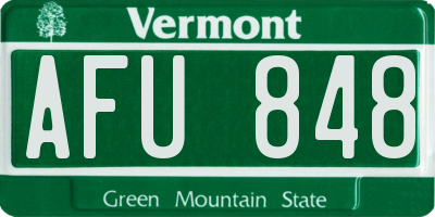 VT license plate AFU848