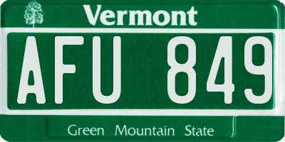 VT license plate AFU849