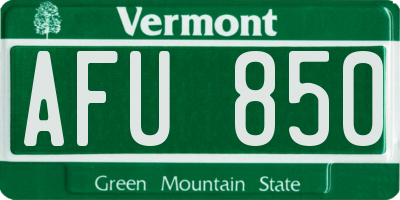 VT license plate AFU850