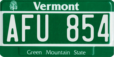 VT license plate AFU854