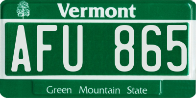 VT license plate AFU865