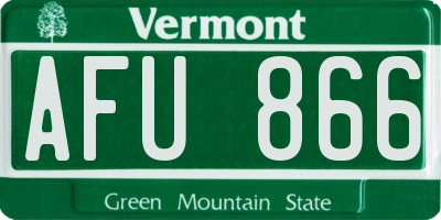 VT license plate AFU866
