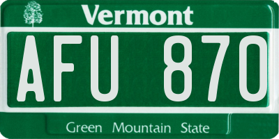 VT license plate AFU870