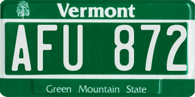 VT license plate AFU872