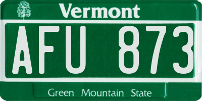 VT license plate AFU873