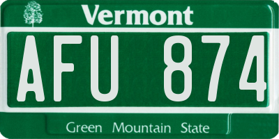 VT license plate AFU874